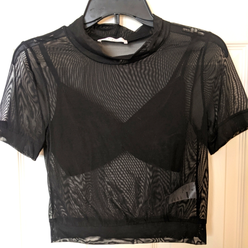 Sheer Mock Neck Crop Top